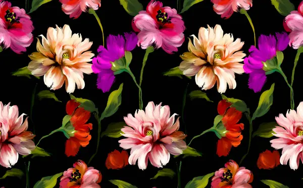 Çiçek desenli boyama. Kusursuz çiçek desenli tasarım