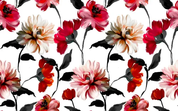 Çiçek desenli boyama. Kusursuz çiçek desenli tasarım