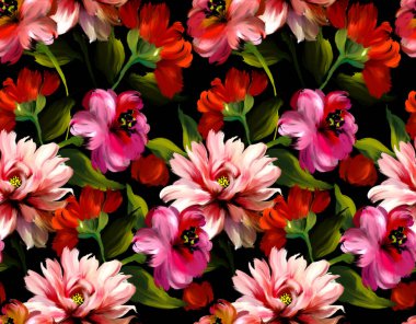 Çiçek desenli boyama. Kusursuz çiçek desenli tasarım