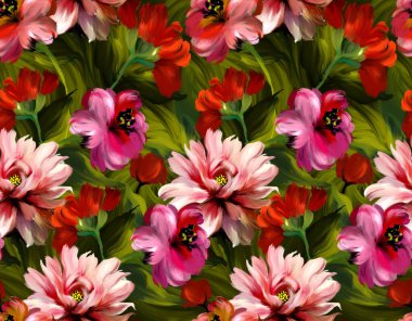 Çiçek desenli boyama. Kusursuz çiçek desenli tasarım