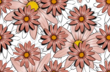 Kusursuz papatya deseni. El çizimi çıtır çıtır çiçek deseni.