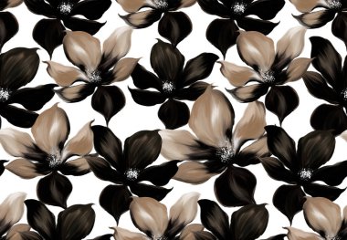 Kusursuz çiçek deseni. Çiçek desenli el çizimi. Tekstil baskı deseni