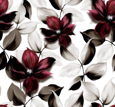 Kusursuz çiçek deseni. Çiçek desenli el çizimi. Tekstil baskı deseni