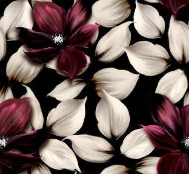 Kusursuz çiçek deseni. Çiçek desenli el çizimi. Tekstil baskı deseni