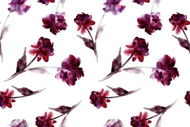 Suluboya çiçek deseni. Kusursuz el çizimi çiçek deseni.