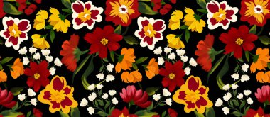 Kusursuz çiçek deseni. El çizimi soyut çiçek deseni.