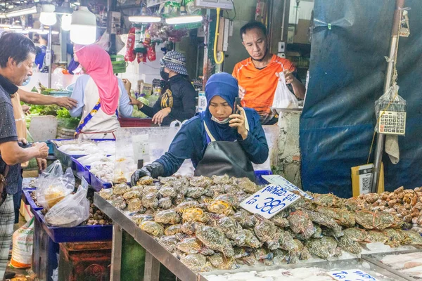 stock image Caught Fesh Seafood for Sale at a Thai Street Fish Market in Thailand