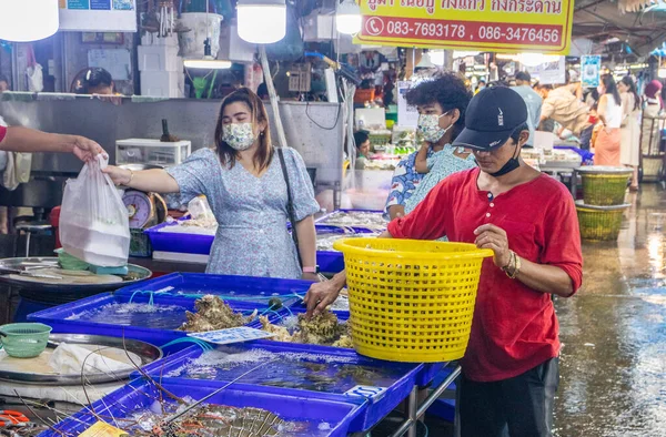 Gevangen Fesh Seafood Koop Een Thai Street Fish Market Thailand — Stockfoto