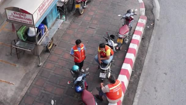 Chauffeur Taxi Moto Une Station Sur Route Principale Thaïlande — Video