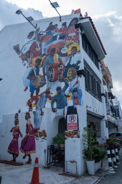 Street art in the different streets and alleys of George Town on Penag Island in Malaysia South East Asia clipart