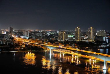 Chao Phraya Nehri ve Tayland Asya 'daki Bangkok şehri.