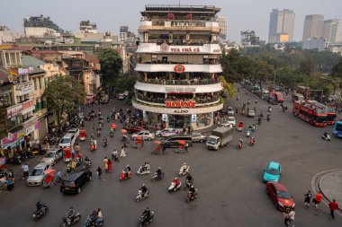 Şehir, eski Bölge, binalar ve Hanoi 'nin Vietnam' daki trafiği.