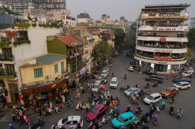 Şehir, eski Bölge, binalar ve Hanoi 'nin Vietnam' daki trafiği.