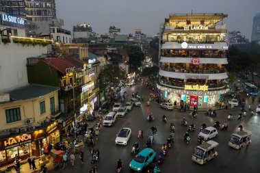 Şehir, eski Bölge, binalar ve Hanoi 'nin Vietnam' daki trafiği.