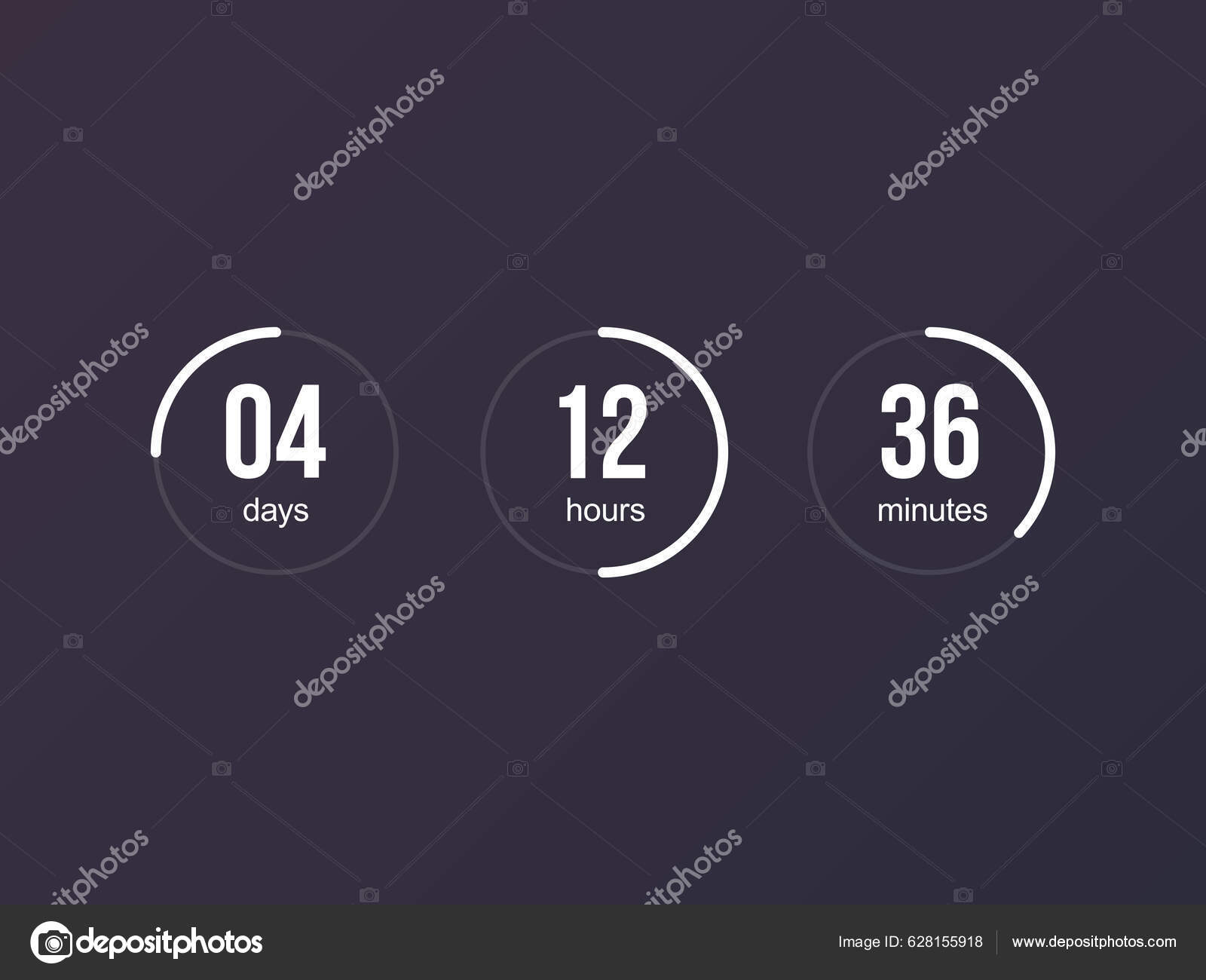 사이트의 카운트 타이머 어두운 배경의 디지털 디자인 사이트 애플리케이션 인터페이스를 스톡 벡터 - ©denvitruk 628155918