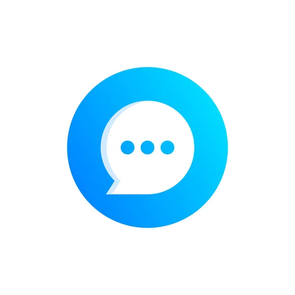 Sohbet simgesi tasarımı. Kurye logosu konsepti. Mavi sohbet düğmesi simgesi. Sosyal medya mobil kurye uygulama simgesi. Modern renkli vektör çizimi beyaza izole edildi