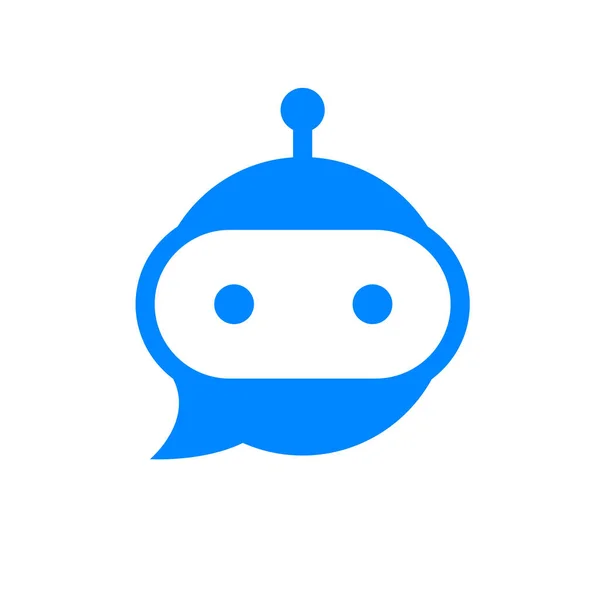 Chatbot simgesi. Robot tabela tasarımı. Sohbet robotu logosu. Konuşma balonunda robot kafası. Çevrimiçi müşteri destek robotu. Modern düz illüstrasyon beyaz arkaplanda izole
