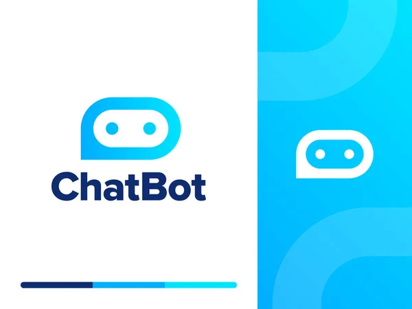 Sohbet robotu logosu tasarımı. Sanal akıllı asistan robot simgesi. Konuşma baloncuklu robot kafası. Müşteri destek servisi ChatBot. Vektör logosu kavramı