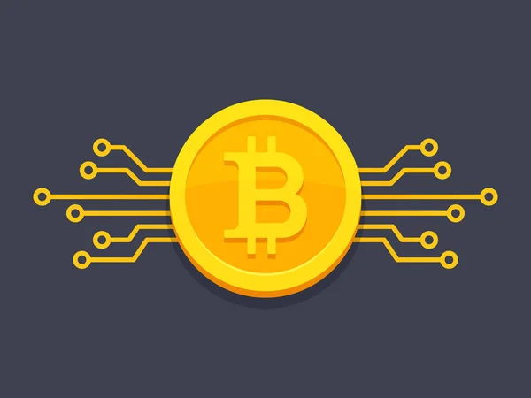 Icono Moneda Digital Bitcoin Con Elementos Placa Circuito Ilustración Vectorial Vectores de stock libres de derechos
