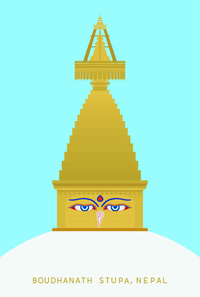 vector of Boudhanath Stupa, Nepal