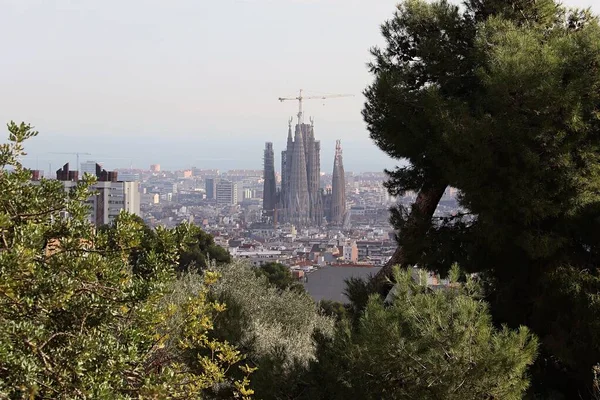 Una Vista Sagrada Familia Desde Parc Güell Barcelona España —  Fotos de Stock