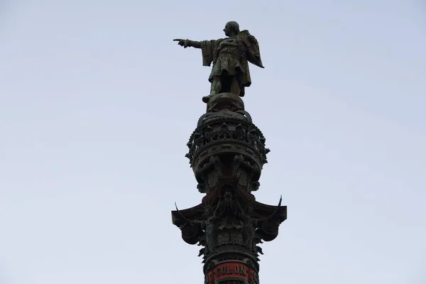 Statua Chris Columbus Barcellona Spagna — Foto Stock