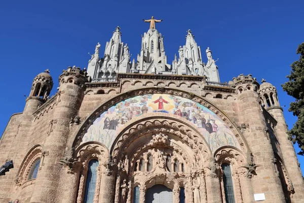 Templo Del Sagrado Corazón Jesús Tibidabo Barcelona España — Foto de Stock