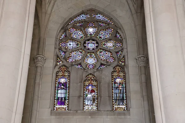 Vidriera Interior Templo Del Sagrado Corazón Jesús Tibidabo Barcelona España — Foto de Stock