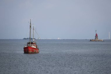 A boat in the sea in Copenhagen, Denmark