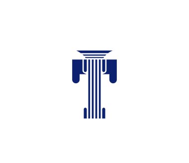 T harfi, hukuk firması direği, Yaratıcı Mavi Renk Logosu Tasarımı, Şirket İş Konsepti