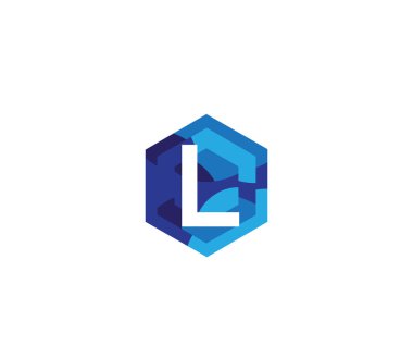 L Üçgeni Alfabe Mavi Karışık Renk Logosu Tasarımı