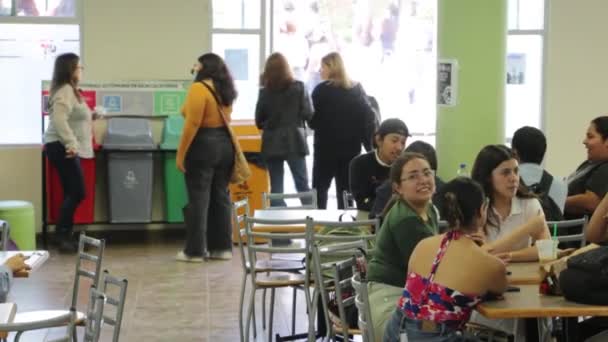 Cafetería Universitaria Con Papeleras Reciclaje — Vídeo de stock