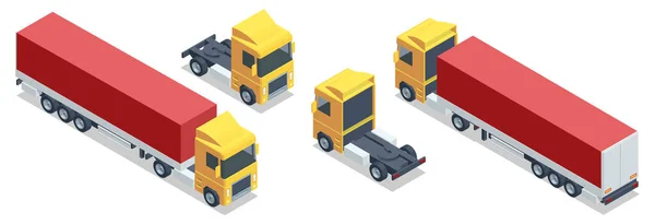 Ισομερές Φορτηγό Ρυμουλκούμενο Εμπορευματοκιβώτιο Αυτοκίνητο Για Μεταφορά Εμπορευμάτων Φορτίο Που — Διανυσματικό Αρχείο