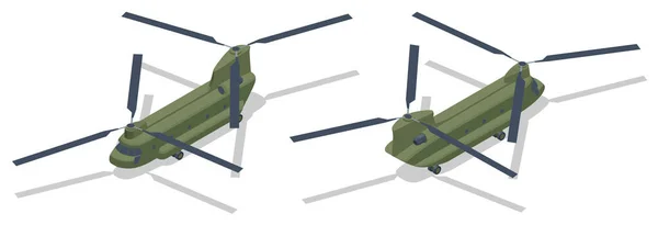Isométrico Chinook Helicóptero Tándem Rotor Desarrollado Chinook Helicóptero Pesado Que — Vector de stock