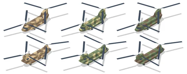 Isometric Chinook Est Hélicoptère Rotor Tandem Développé Chinook Est Hélicoptère — Image vectorielle