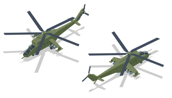 Isometric Mil Velká Helikoptéra Útočná Helikoptéra Nízkokapacitní Transportér Útok Vrtulník — Stockový vektor