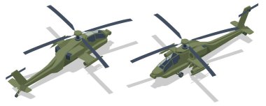 Isometric AH-64 Apaçi, Amerikan saldırı helikopteri. Askeri Havacılık.