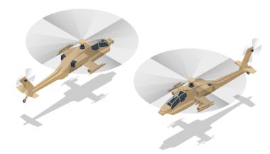 Isometric AH-64 Apaçi, Amerikan saldırı helikopteri. Askeri Havacılık.
