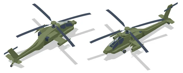 Apacze Isometryczni Amerykański Helikopter Bojowy Lotnictwo Wojskowe — Wektor stockowy
