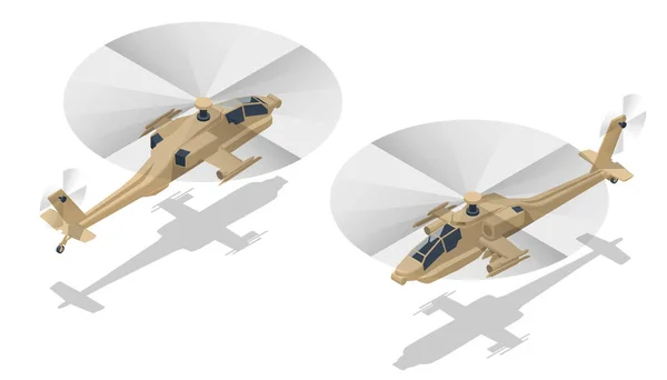 Isometrische Apache Amerikaanse Aanvalshelikopter Militaire Luchtvaart — Stockvector