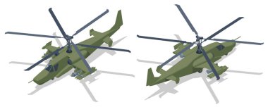 Isometric Saldırı helikopteri, keşif helikopteri Ka-50, ka-52, Kara Köpekbalığı, Sovyetler Birliği veya Rusya ağır silahlı keşif helikopteri. Askeri Havacılık,