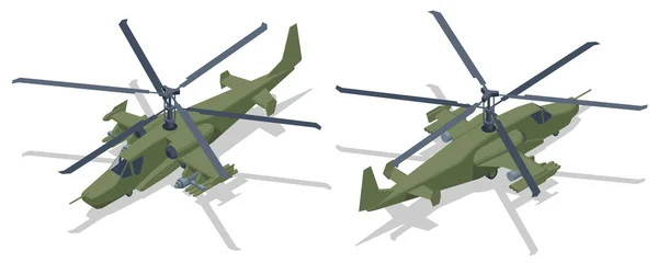 等距攻击直升机 侦察直升机Ka 苏联或俄罗斯全副武装侦察直升机 军事航空 — 图库矢量图片