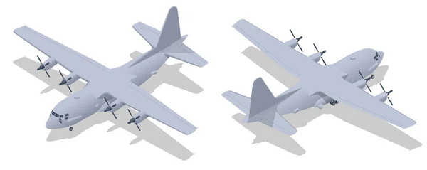 Isometrisches Lockheed 130 Hercules Amerikanisches Viermotoriges Turboprop Militärtransportflugzeug Militärtransporter — Stockvektor