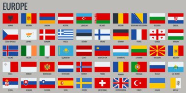 Europe Flags. All official national flags of the Europe.