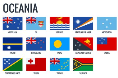 Oceania flags. All official national flags of the Oceania.