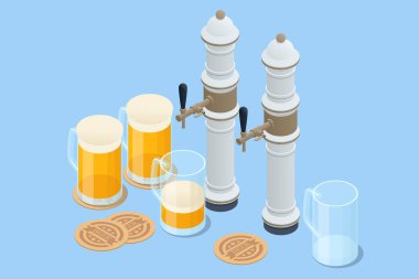 Isometric Brewery beer production, process of beer production in brewery