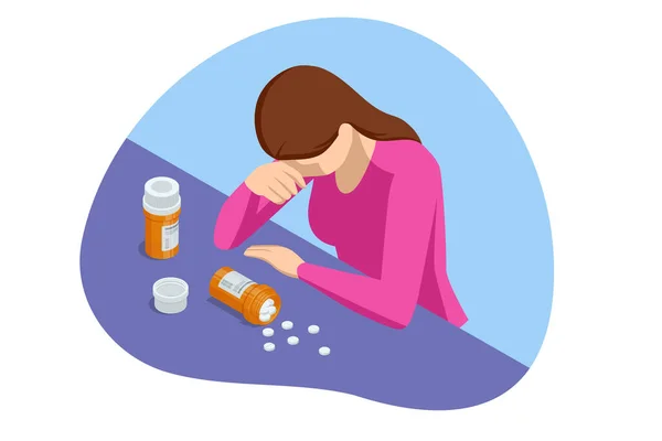 Ισομετρική Έννοια Της Εξάρτησης Από Χάπια Φάρμακα Αντικαταθλιπτικά Υγεία Και — Διανυσματικό Αρχείο