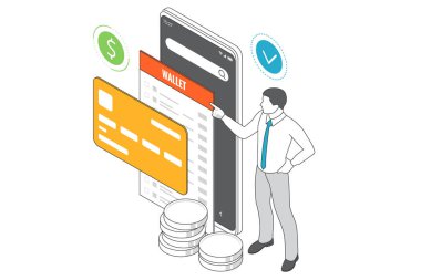 E-cüzdan ya da dijital online ödeme. Mobil ödeme, alışveriş ve bankacılık