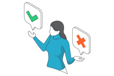 EVET ve Oy Vermek için HAYIR düğmesi. Karar. Isome dişisi olumlu olumsuz işaretle seçim yapar ya da karar verir.