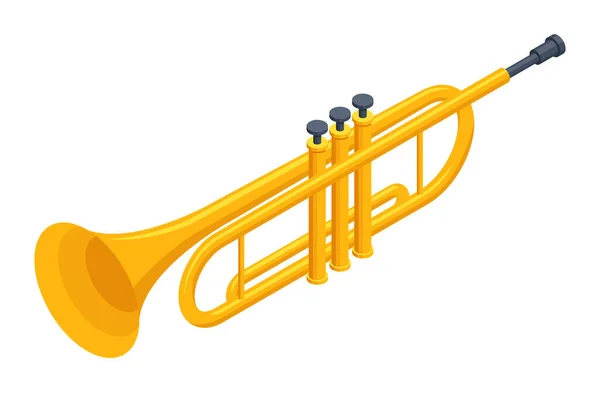 Isometrisk Trumpet Musikinstrumenttrumpet Orkestermusik — Stock vektor